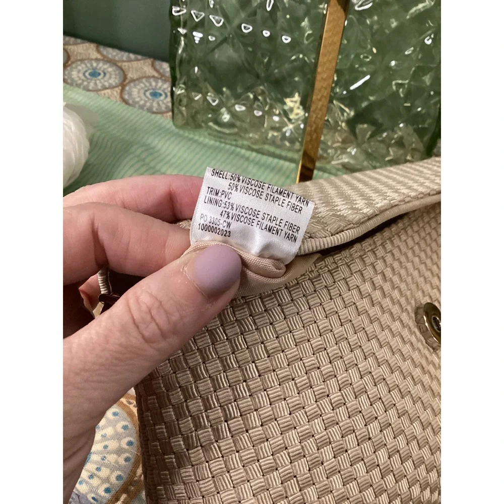The Sak Woven Baguette Shoulder Bag Beige Champagne Braided Strap Y2K Style
